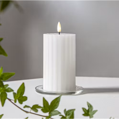 LED Blockljus Flamme Stripe 8*15cm Vit