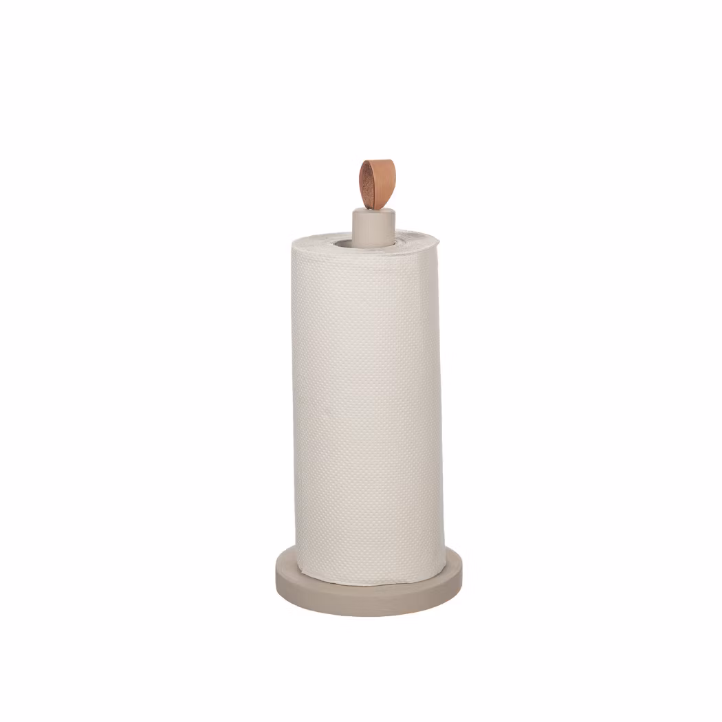 Beige pappershållare med skinnknopp
