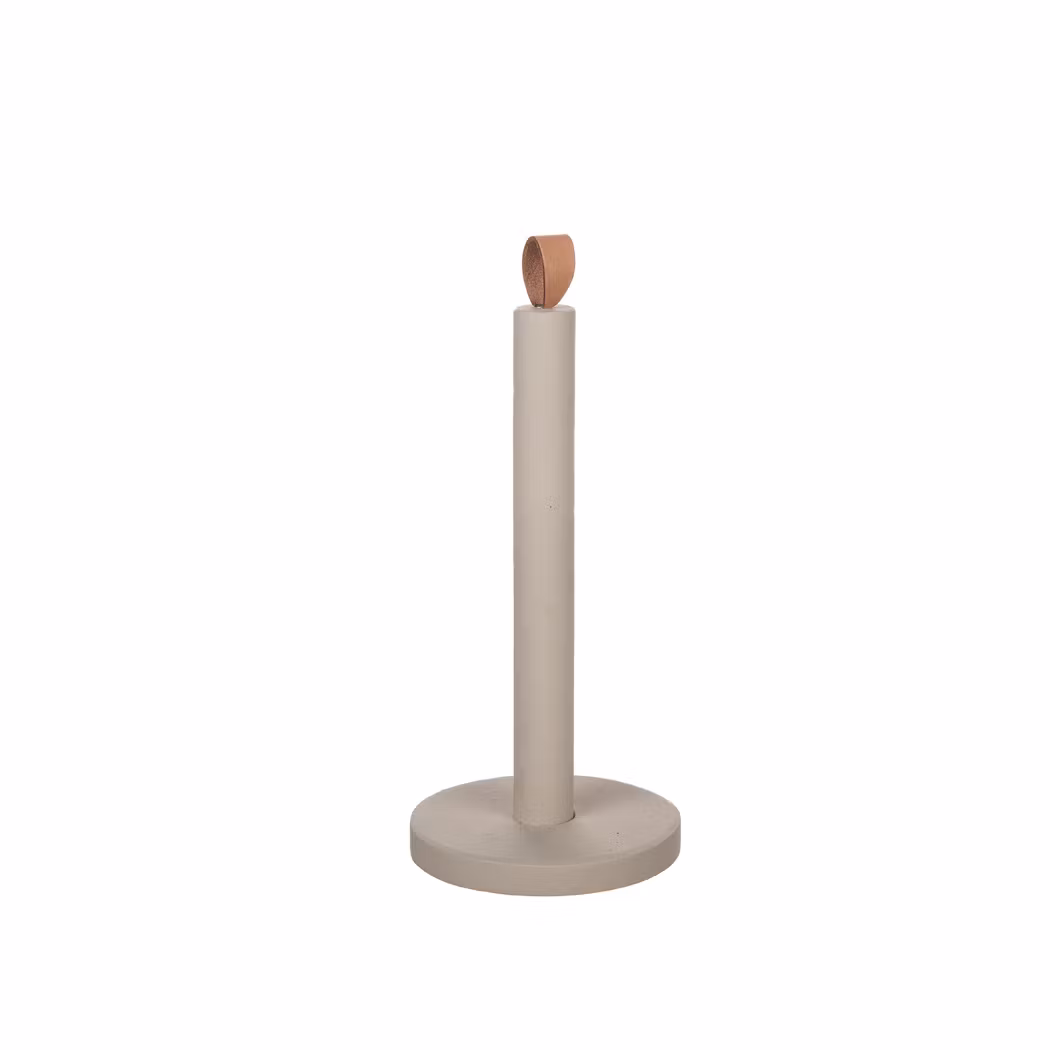 Beige pappershållare med skinnknopp