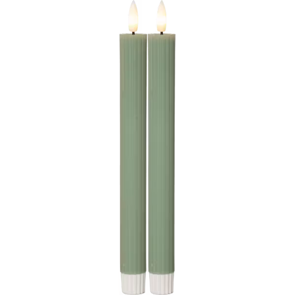 Grön LED Antikljus 2-pack Flamme Stripe