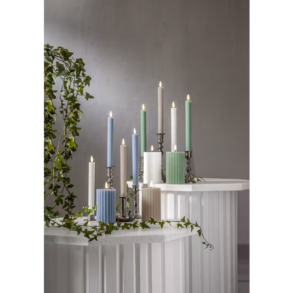 Grön LED Antikljus 2-pack Flamme Stripe