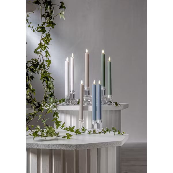 Grön LED Antikljus 2-pack Flamme Stripe