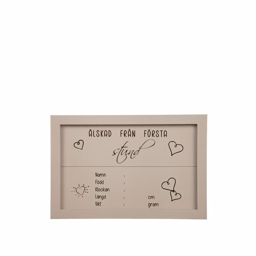 Beige tavla "Älskad från första stund"
