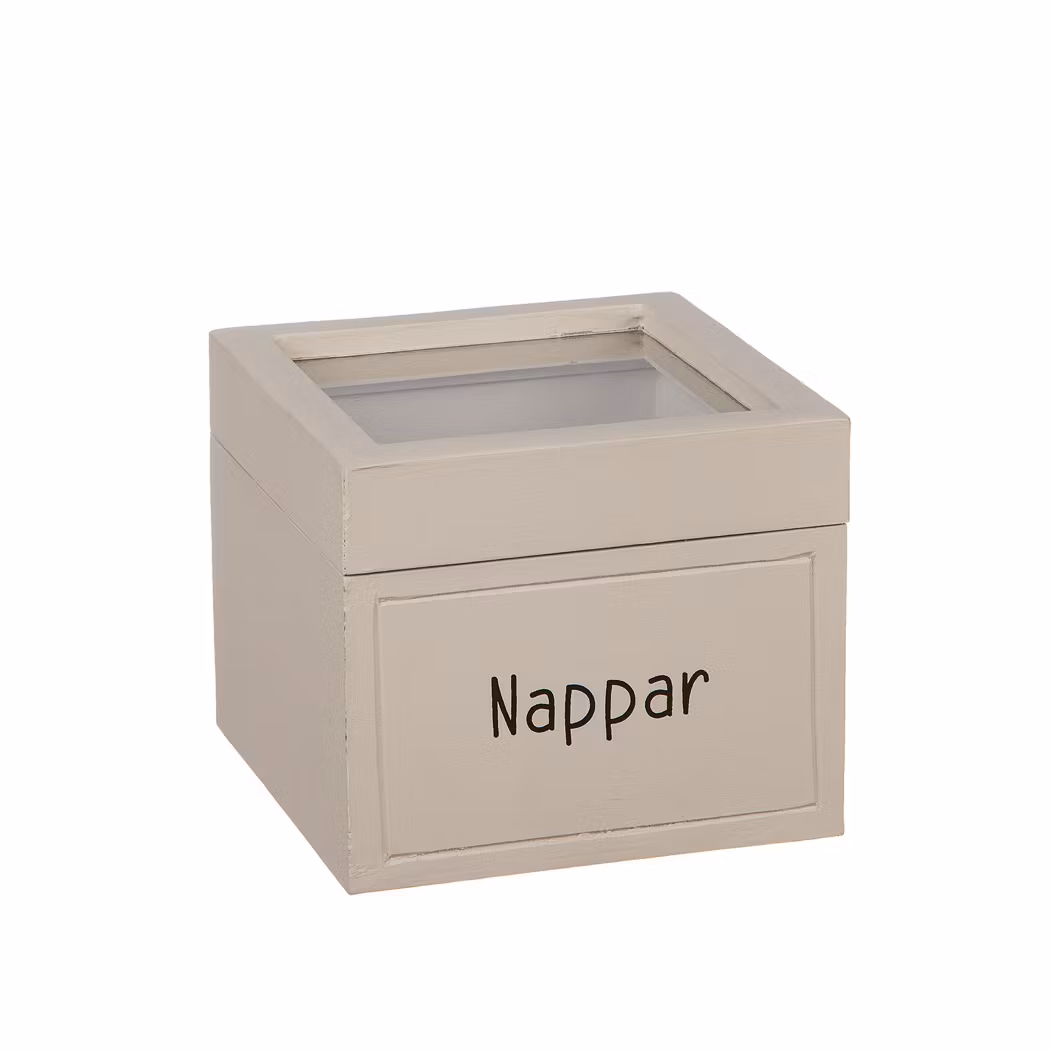 Beige trälåda "Nappar"