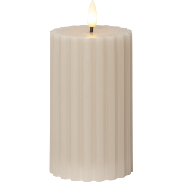 LED Blockljus Flamme Stripe 8*15cm Beige
