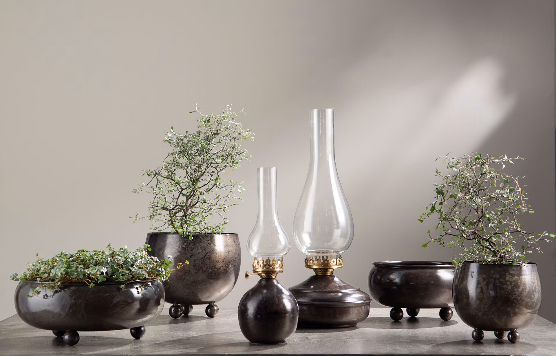 Värmeljuslampa Globe Grey Onyx