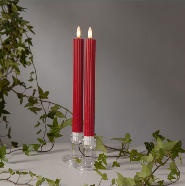 Röda LED Antikljus 2-pack Flamme Stripe