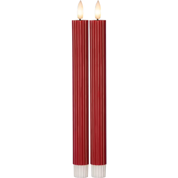 Röda LED Antikljus 2-pack Flamme Stripe