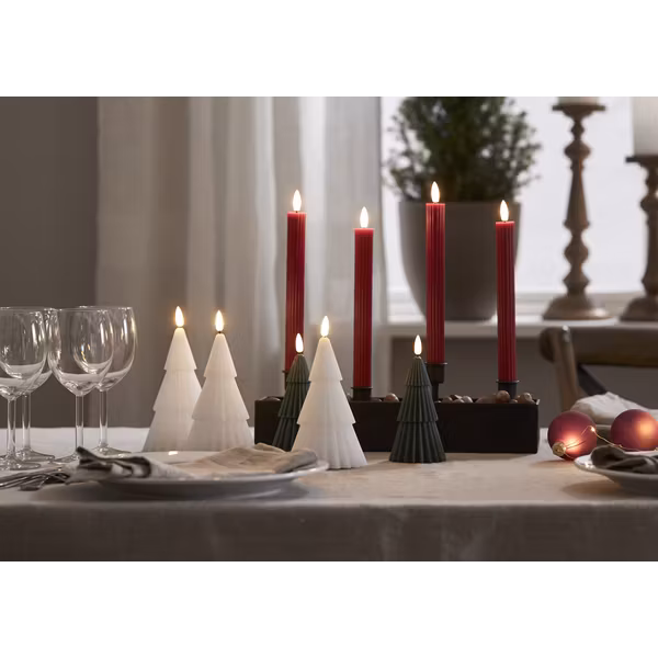 Röda LED Antikljus 2-pack Flamme Stripe