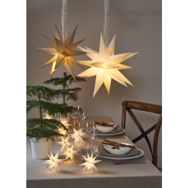 Pappersstjärna December Vit 55cm