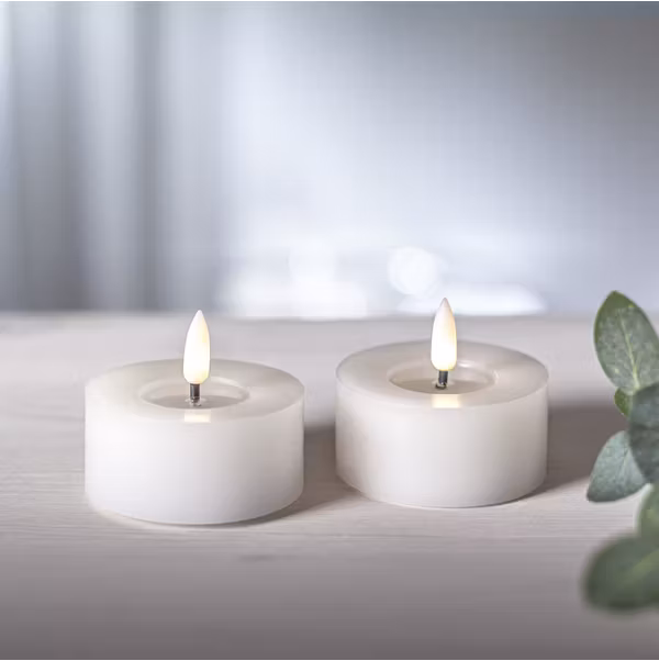 Vita 2-pack Stora Värmeljus LED