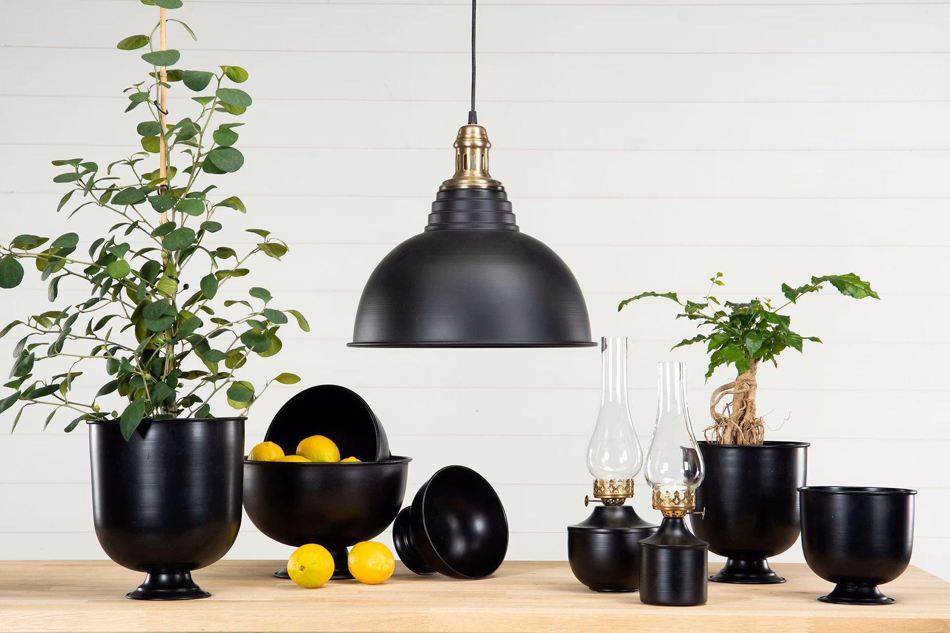 Svart Värmeljuslampa 34cm