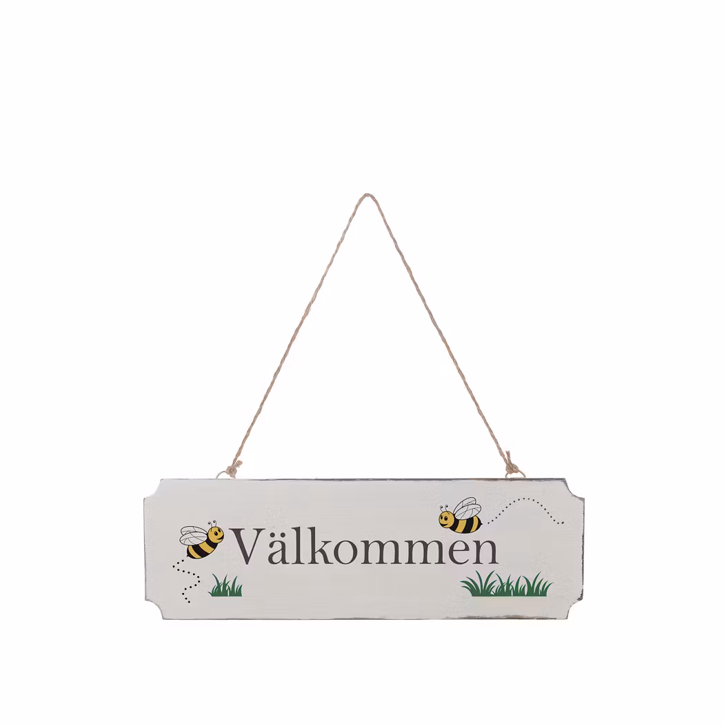 Träskylt Välkommen Bi