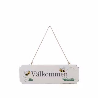 Träskylt Välkommen Bi