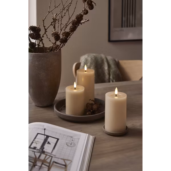 LED Blockljus Beige (3 olika storlekar)