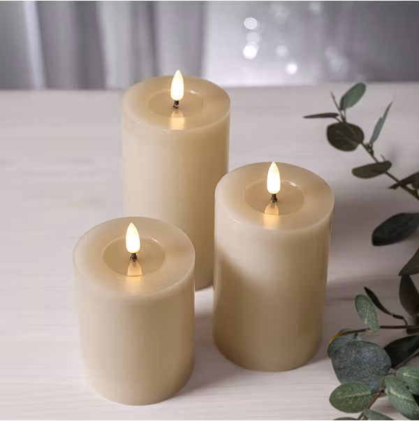 LED Blockljus Beige (3 olika storlekar)