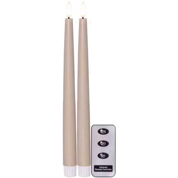 2-pack Beiga LED Antikljus med fjärrkontroll