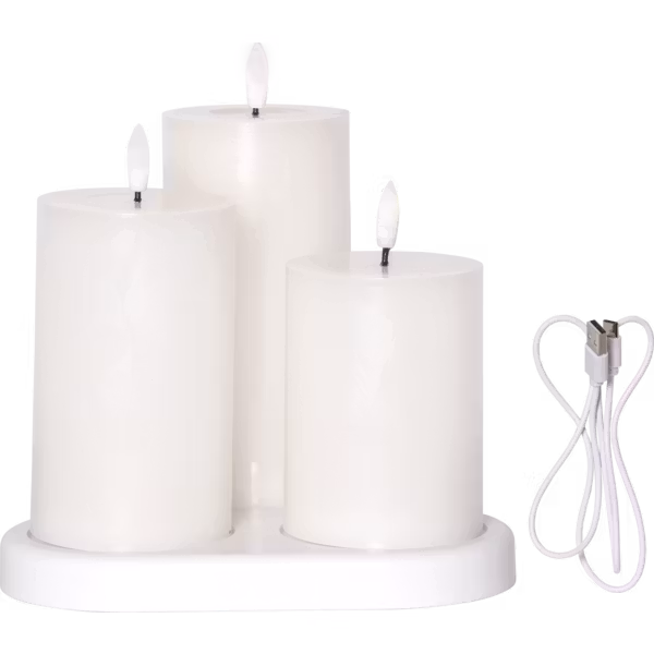 3-pack uppladdningsbara  Led Blockljus