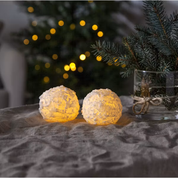 2-pack Led Blockljus snöboll