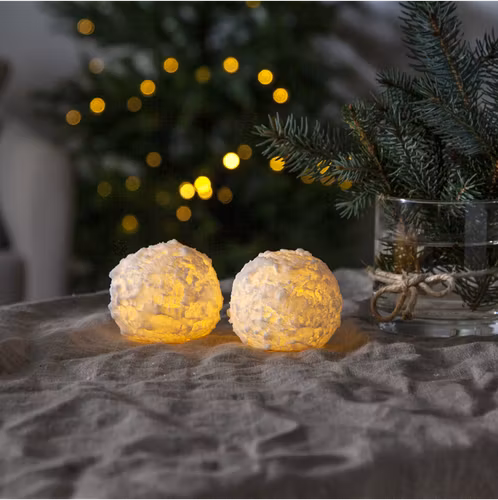 2-pack Led Blockljus snöboll