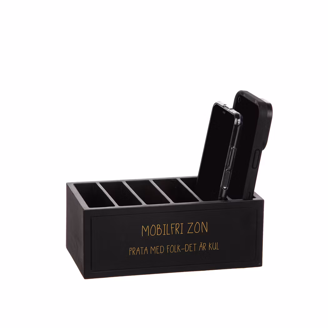 Svart Trälåda Mobilfri Zon