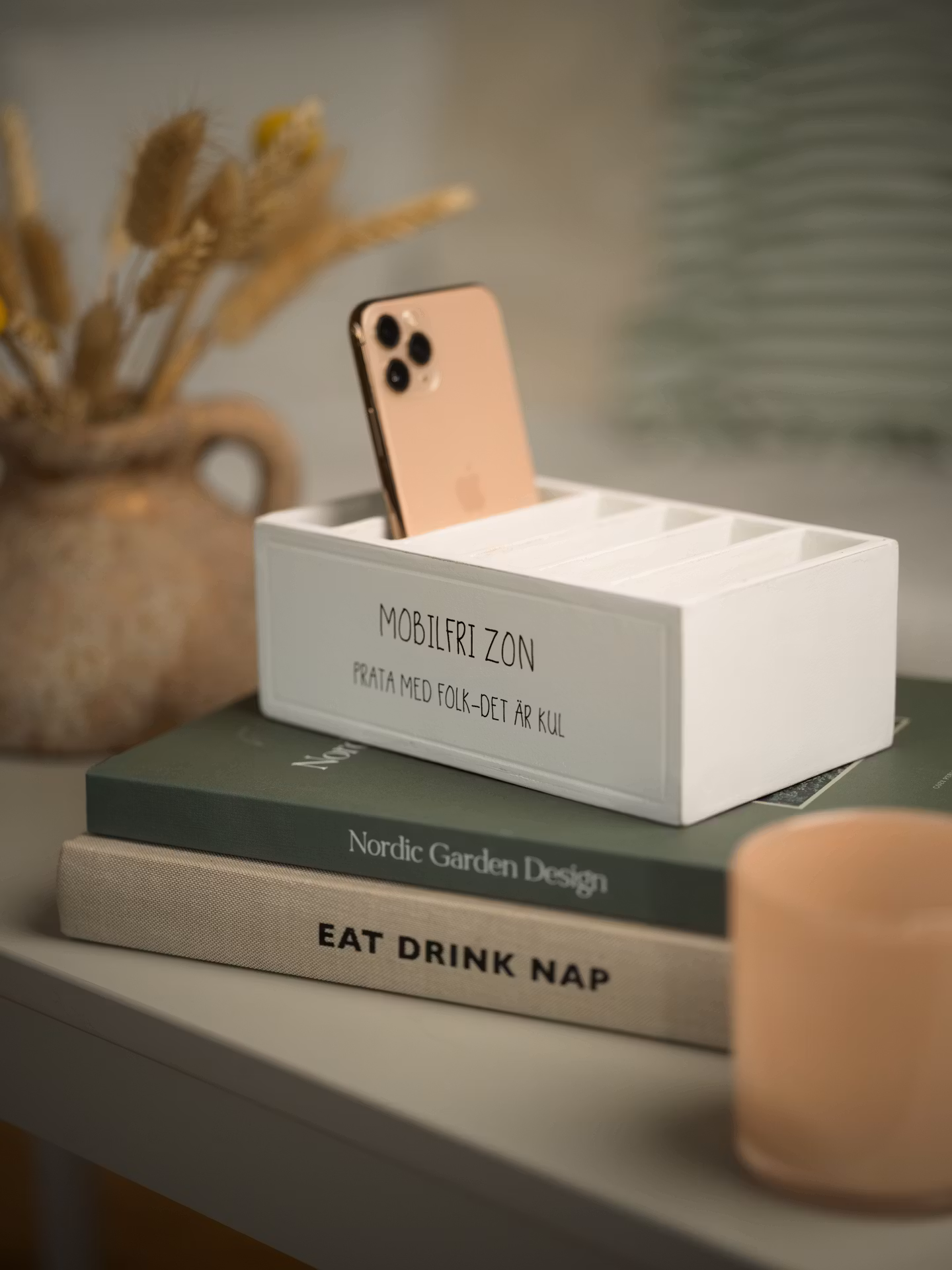 Vit Trälåda Mobilfri Zon