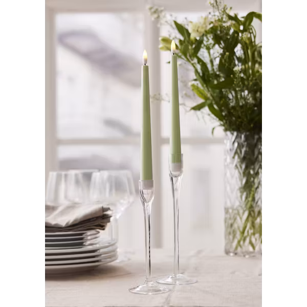Gröna LED Antikljus 2-pack Flamme Candy