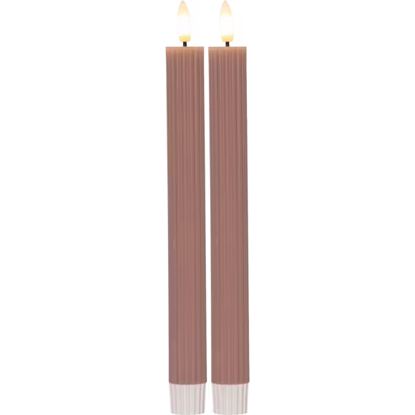 Rosa LED Antikljus 2-pack Flamme Stripe