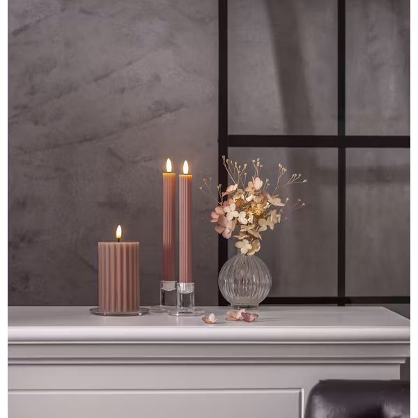 Rosa LED Antikljus 2-pack Flamme Stripe