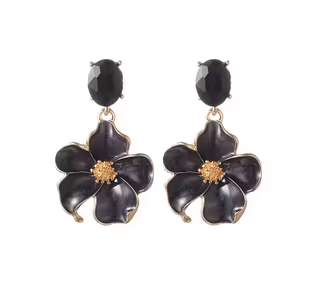 Örhängen Svart Blomma