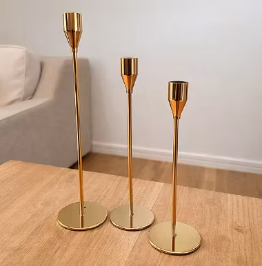 3-pack Ljusstake Guld