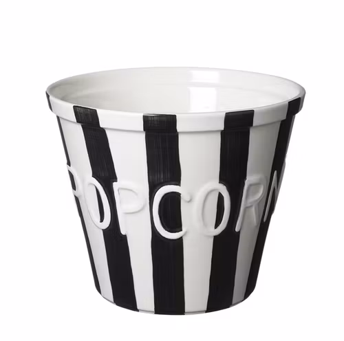 Popcornskål, Svart m vit text Stripes