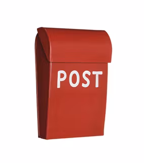Postlåda Mini, Röd m vit text