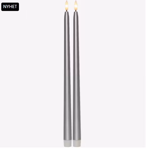 2-pack Antikljus silver 39cm