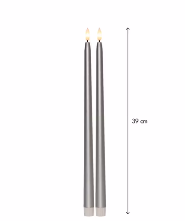 2-pack Antikljus silver 39cm