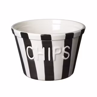 Chipsskål, Svart m vit text Stripes