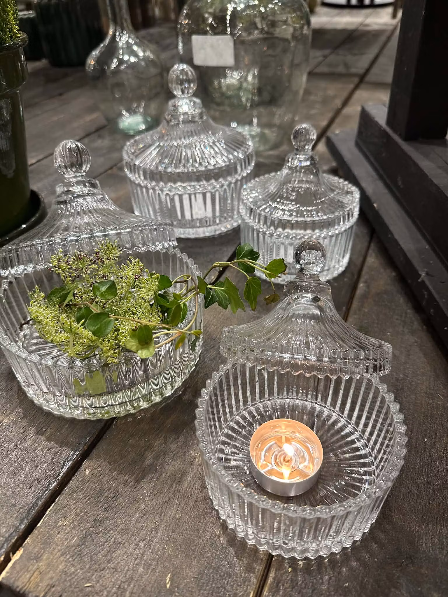 Glasskål med lock 15cm