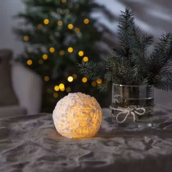 LED Blockljus Snöboll 10cm