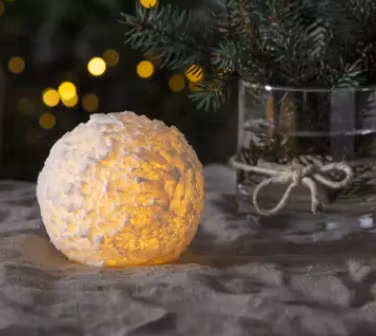 LED Blockljus Snöboll 10cm