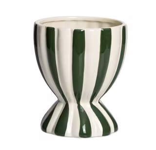 Randig grön/vit kruka 15,5cm