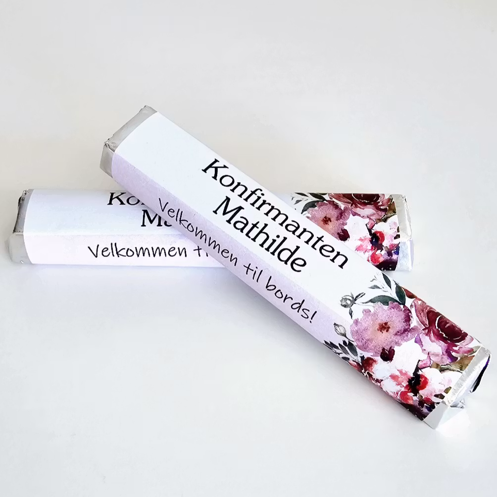 Kinder Maxi etikett m/ blomst & bilde