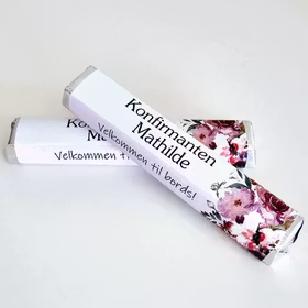 Kinder Maxi etikett m/ blomst & bilde