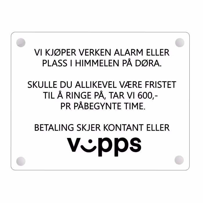 Vi kjøper verken alarm.. (B-vare)