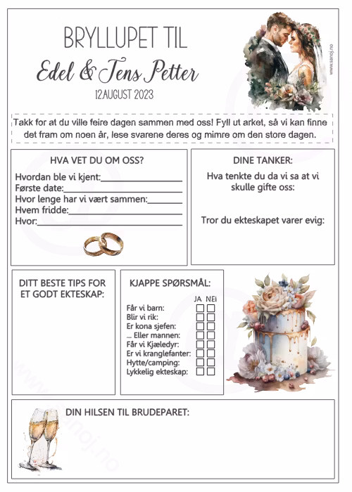 Spådom, bryllup (10 stk)