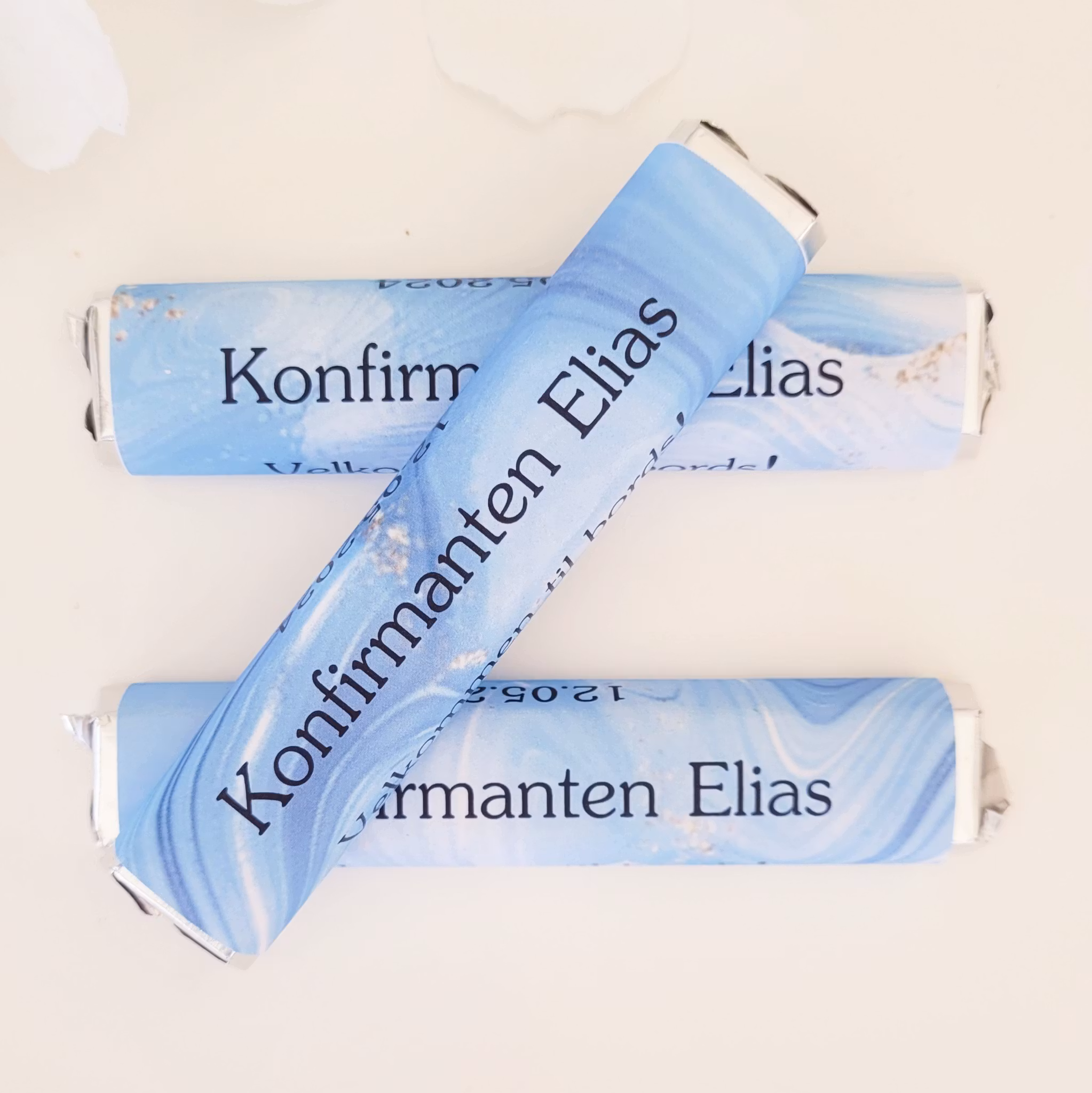 Kinder Maxi etiketter, blåmix