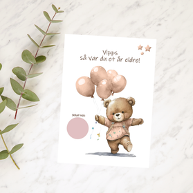 Bamse m/ rosa ballonger