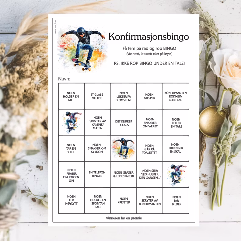 Konfirmasjonsbingo, velg design