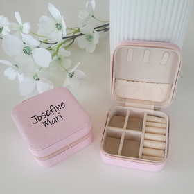 Smykkeskrin med navn, rosa