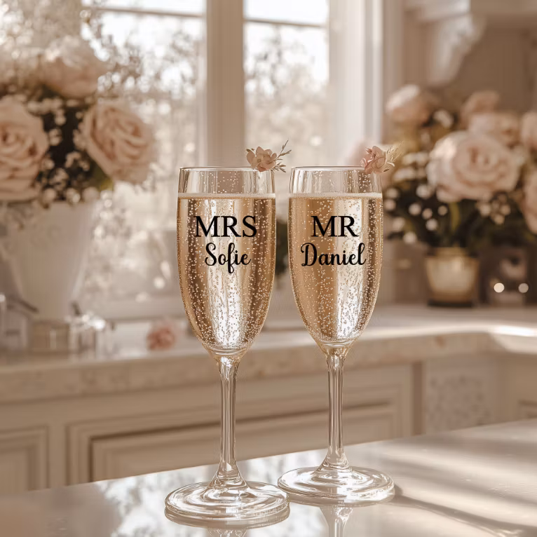 MRS & MR, champagneglass