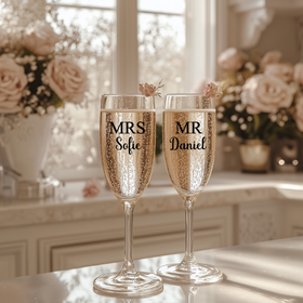 MRS & MR, champagneglass